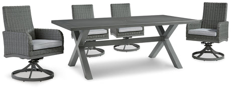 Elite Park Outdoor Dining Table and 4 Chairs in Gray - PKG014905