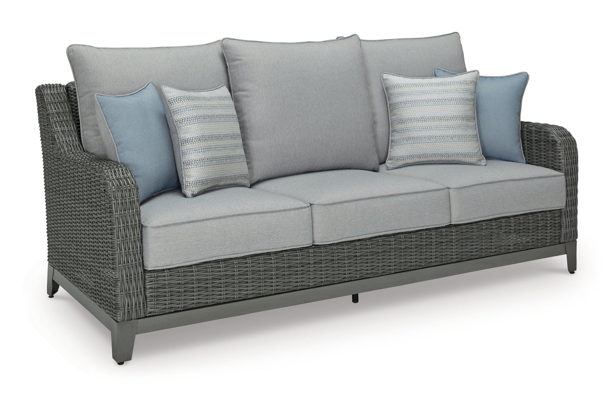 Elite Park Outdoor Sofa and 2 Chairs with Coffee Table in Gray - PKG012925