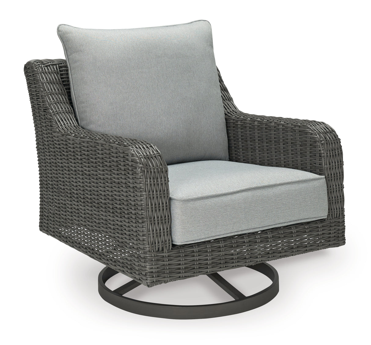 Elite Park Outdoor Sofa and  2 Lounge Chairs with Coffee Table and 2 End Tables in Gray - PKG014559