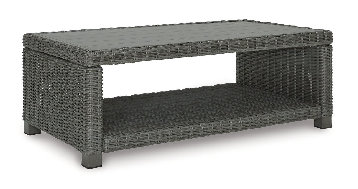 Elite Park Outdoor Sofa and  2 Lounge Chairs with Coffee Table and 2 End Tables in Gray - PKG014559