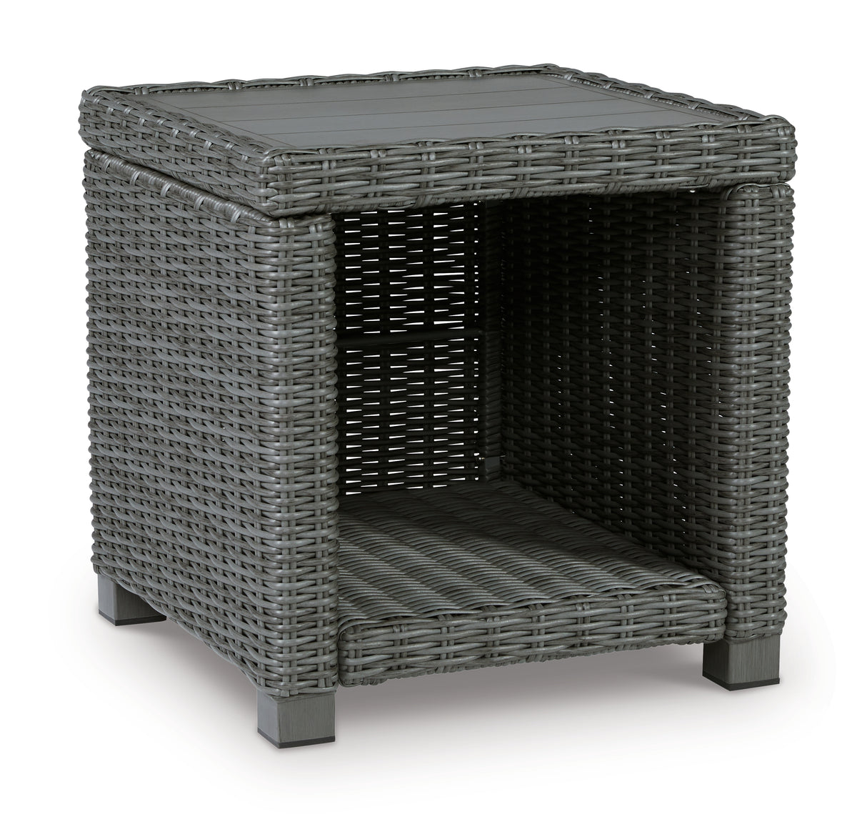 Elite Park Outdoor Sofa and  2 Lounge Chairs with Coffee Table and 2 End Tables in Gray - PKG014559