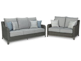 Elite Park Outdoor Sofa and Loveseat in Gray - PKG014556