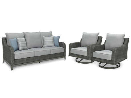 Elite Park Outdoor Sofa with 2 Lounge Chairs in Gray - PKG014558