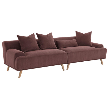 Elizabeth Corduroy Upholstered Extra Long Sofa Wine Red from Coaster - Luna Furniture