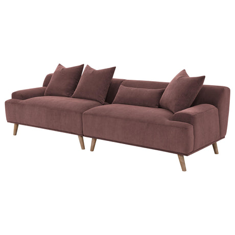 Elizabeth Corduroy Upholstered Extra Long Sofa Wine Red from Coaster - Luna Furniture