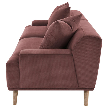 Elizabeth Corduroy Upholstered Extra Long Sofa Wine Red from Coaster - Luna Furniture