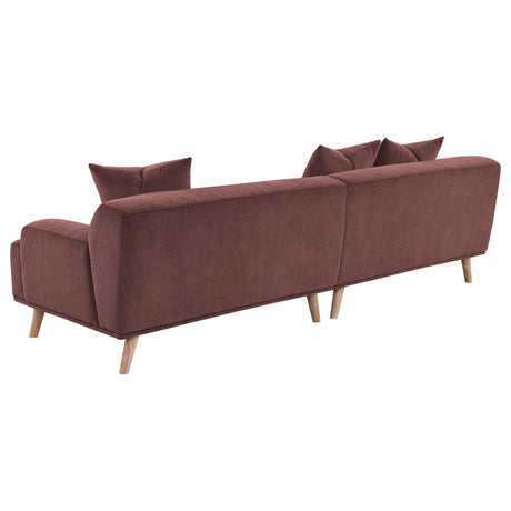 Elizabeth Corduroy Upholstered Extra Long Sofa Wine Red from Coaster - Luna Furniture