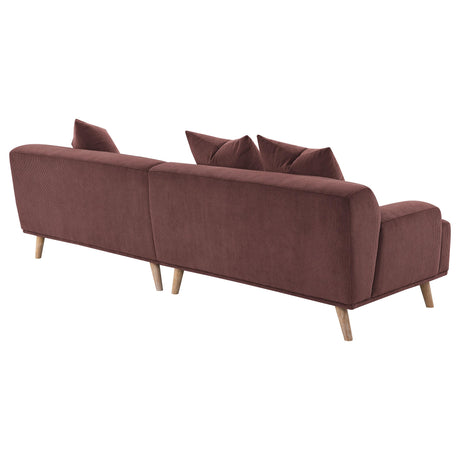 Elizabeth Corduroy Upholstered Extra Long Sofa Wine Red from Coaster - Luna Furniture