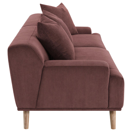 Elizabeth Corduroy Upholstered Extra Long Sofa Wine Red from Coaster - Luna Furniture