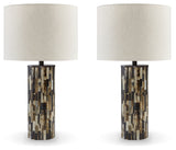 Ellford 2-Piece Table Lamp Set in Black/Brown/Cream from Ashley - Luna Furniture