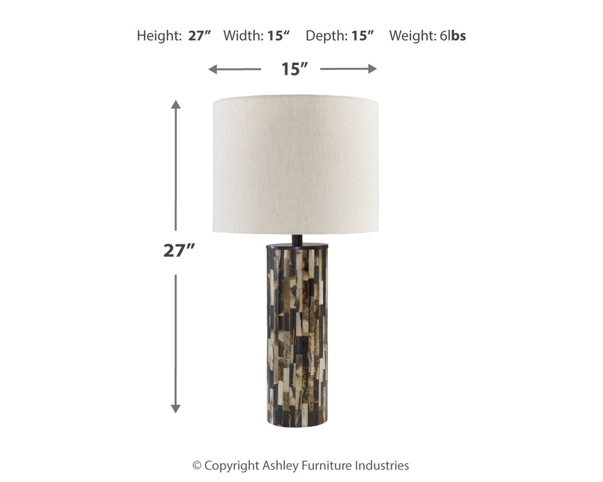 Ellford 2-Piece Table Lamp Set in Black/Brown/Cream from Ashley - Luna Furniture