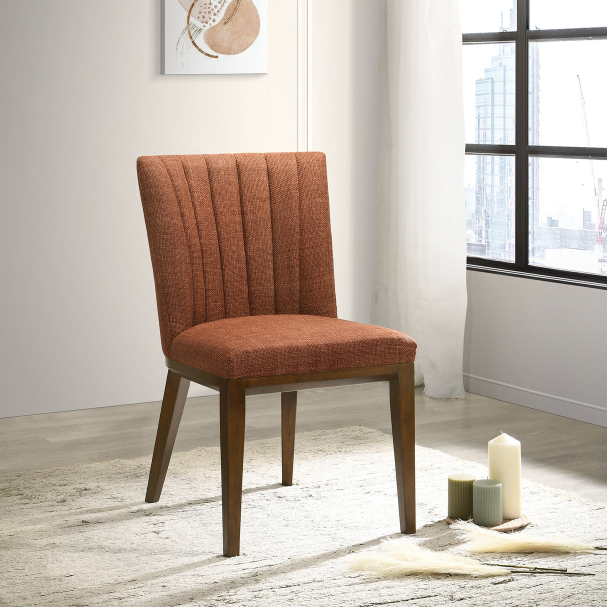 Elmwood Orange Fabric Dining Chair (Set Of 2) - DCH00402803