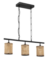 Elysian Three Lights Island With Natural Rattan Shade Farmhouse Chain Ceiling Lamp - PNL03900501