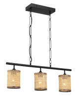 Elysian Three Lights Island With Natural Rattan Shade Farmhouse Chain Ceiling Lamp - PNL03900501