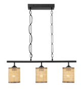 Elysian Three Lights Island With Natural Rattan Shade Farmhouse Chain Ceiling Lamp - PNL03900501