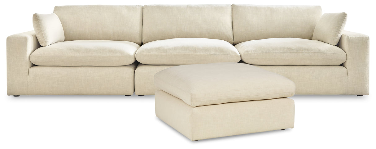 Elyza 3-Piece Sectional with Ottoman in Linen - PKG012964