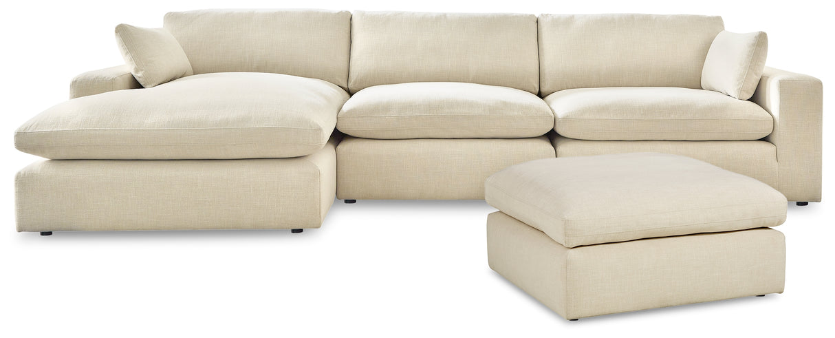 Elyza 3-Piece Sectional with Ottoman in Linen - PKG012965