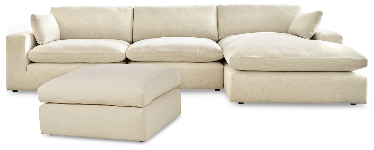 Elyza 3-Piece Sectional with Ottoman in Linen - PKG012966