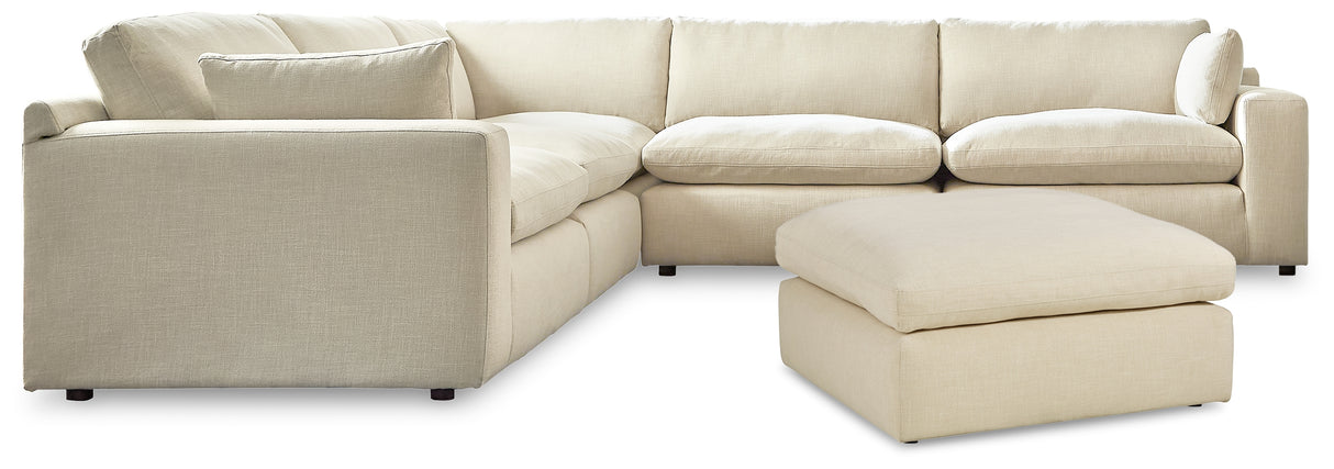 Elyza 5-Piece Sectional with Ottoman in Linen - PKG012967