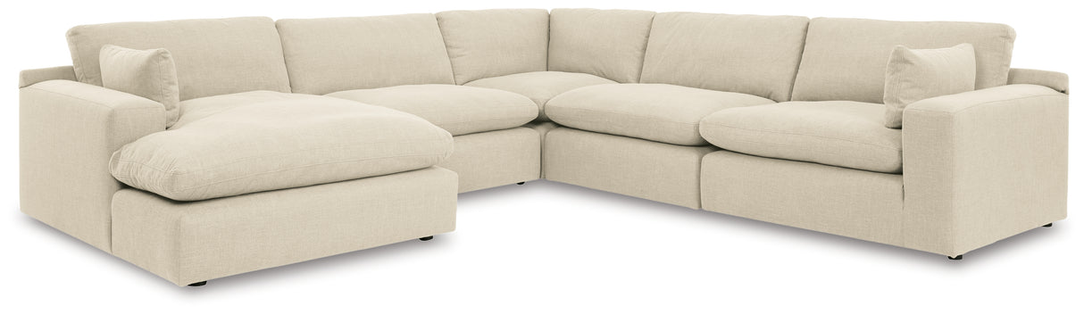 Elyza 5-Piece Sectional with Ottoman in Linen - PKG012968