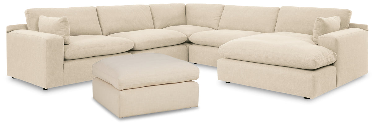 Elyza 5-Piece Sectional with Ottoman in Linen - PKG012968