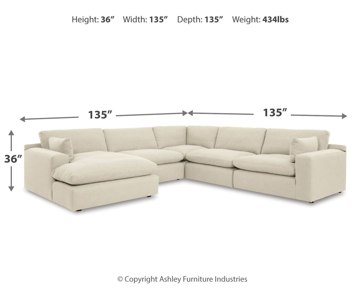 Elyza 5-Piece Sectional with Ottoman in Linen - PKG012968