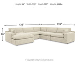 Elyza 5-Piece Sectional with Ottoman in Linen - PKG012968