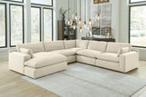 Elyza 5-Piece Sectional with Ottoman in Linen - PKG012968