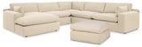 Elyza 5-Piece Sectional with Ottoman in Linen - PKG012969