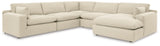 Elyza 5-Piece Sectional with Ottoman in Linen - PKG012969