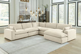 Elyza 5-Piece Sectional with Ottoman in Linen - PKG012969