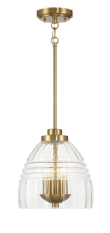 Ember Three Candle Lights Chain Pendant With Clear Glass - Satin Brass - PNL03900601