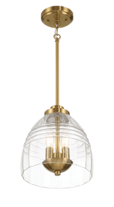 Ember Three Candle Lights Chain Pendant With Clear Glass - Satin Brass - PNL03900601