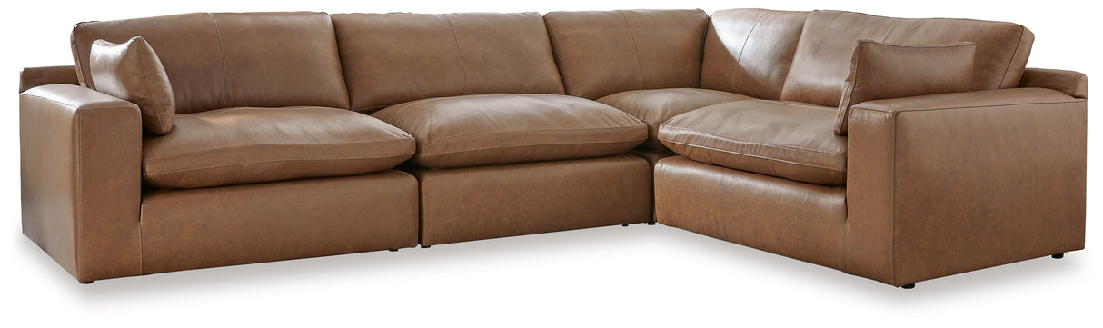 Emilia 4-Piece Sectional with Ottoman in Caramel - PKG015081