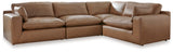 Emilia 4-Piece Sectional with Ottoman in Caramel - PKG015081