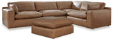 Emilia 4-Piece Sectional with Ottoman in Caramel - PKG015081