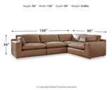 Emilia 4-Piece Sectional with Ottoman in Caramel - PKG015081