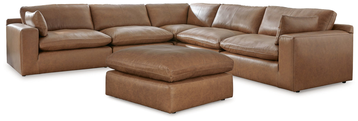 Emilia 5-Piece Sectional with Ottoman in Caramel - PKG015082