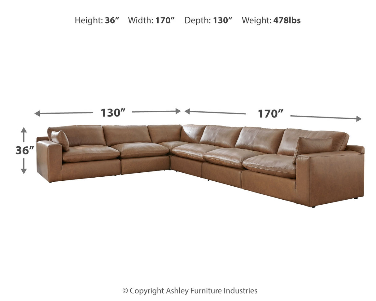 Emilia 6-Piece Sectional with Ottoman in Caramel - PKG015083