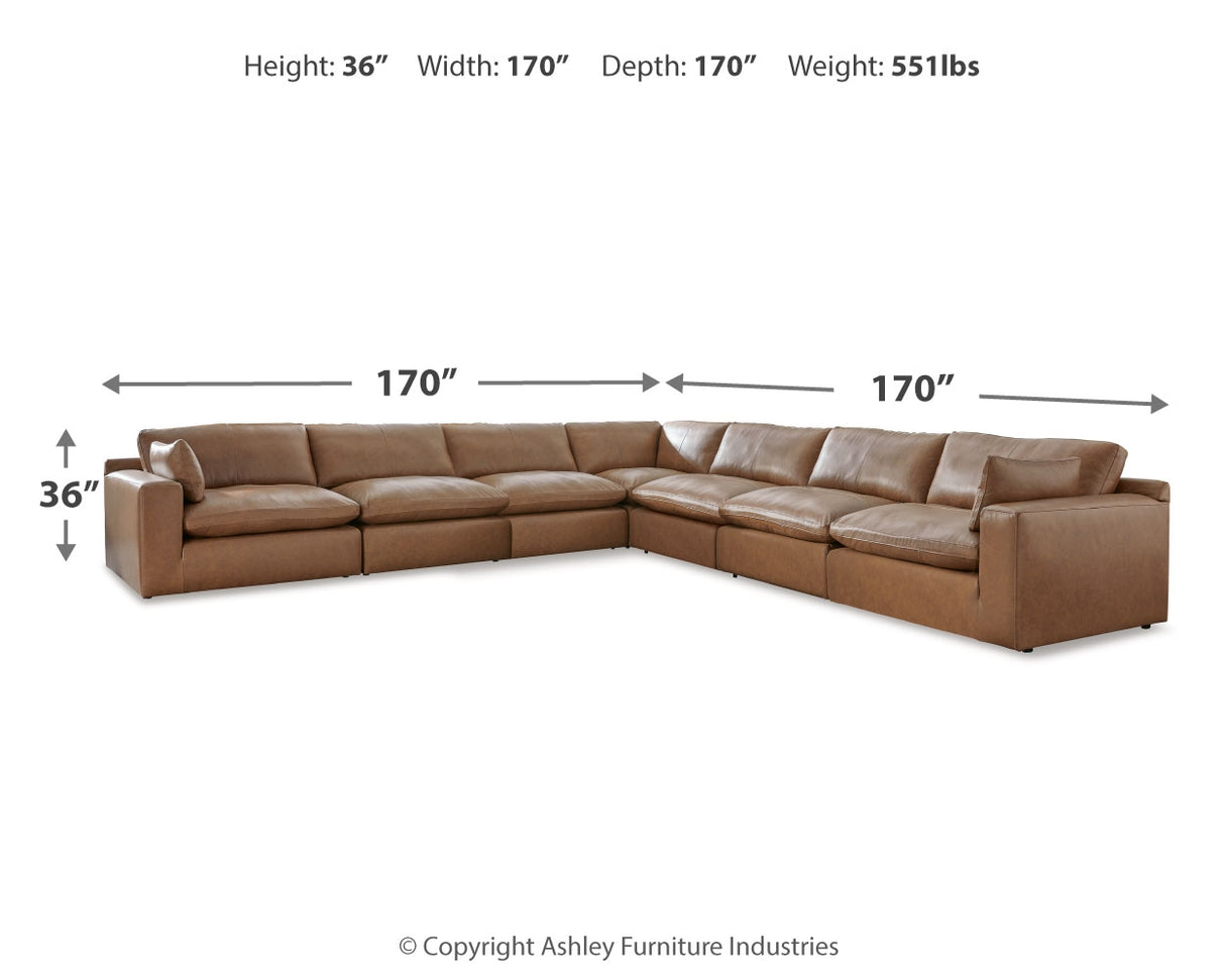 Emilia 7-Piece Sectional with Ottoman in Caramel - PKG015084