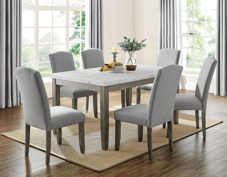 Emily 5-Piece White Marble Dining Set(Table & 4 Side Chairs) - SET | EM500WT | EM500S(4)