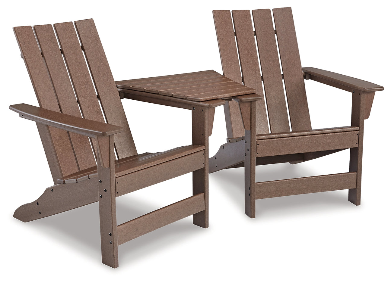 Emmeline 2 Adirondack Chairs with Connector Table in Brown from Ashley - Luna Furniture