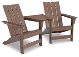 Emmeline 2 Adirondack Chairs with Connector Table in Brown - PKG012923