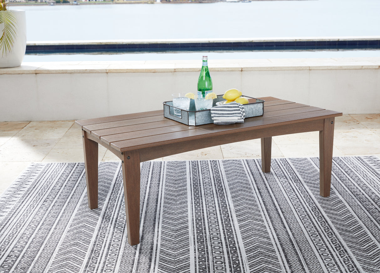 Emmeline Outdoor Coffee Table with 2 End Tables in Brown - PKG013850