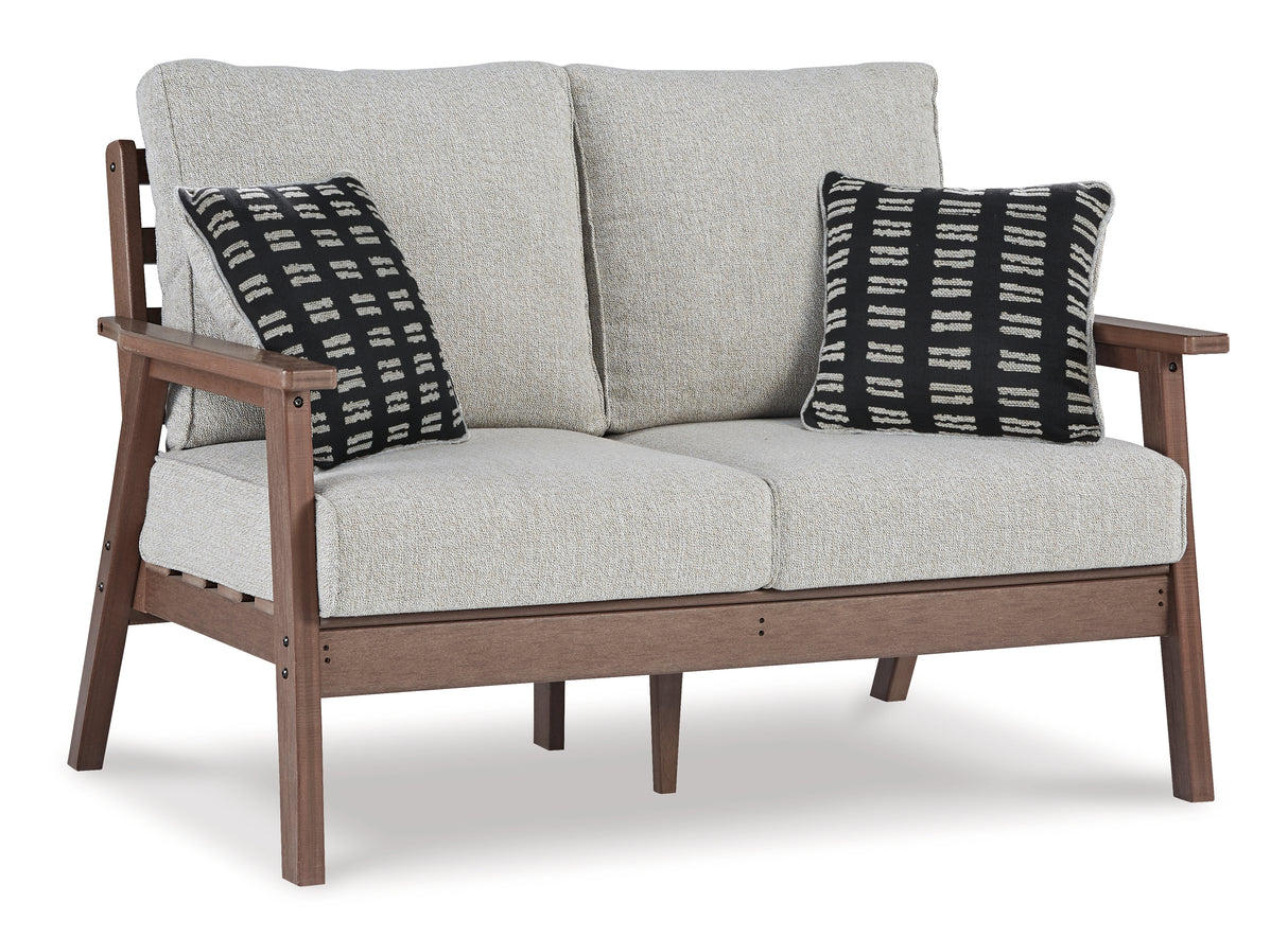 Emmeline Outdoor Sofa and Loveseat in Brown/Beige - PKG014550