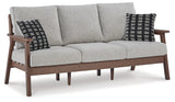 Emmeline Outdoor Sofa and Loveseat with Coffee Table and 2 End Tables in Brown/Beige - PKG013851