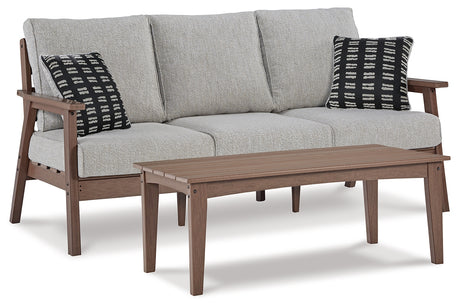 Emmeline Outdoor Sofa with Coffee Table in Brown/Beige - PKG013846