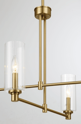 Enigma Four Lights Chandelier With Clear Ribbed Glass -Satin Brass - PNL03900701