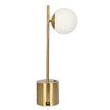 Ethereal Modern Small Brass Metal Table Lamp, Desk Lamp Fixture with White Glass Globe Shade - TBL03700601