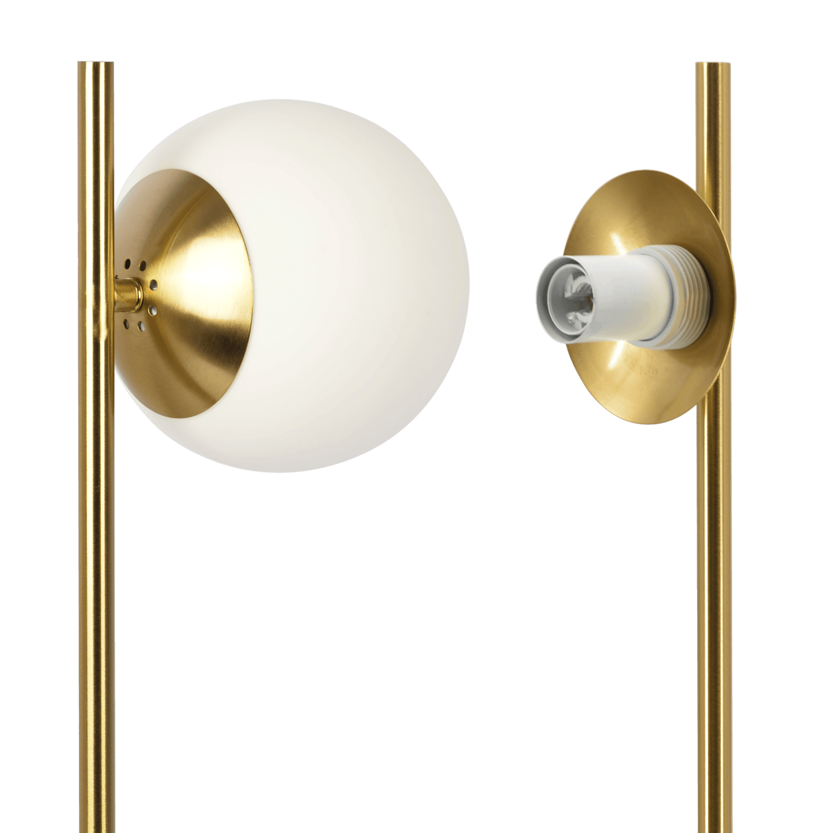 Ethereal Modern Small Brass Metal Table Lamp, Desk Lamp Fixture with White Glass Globe Shade - TBL03700601